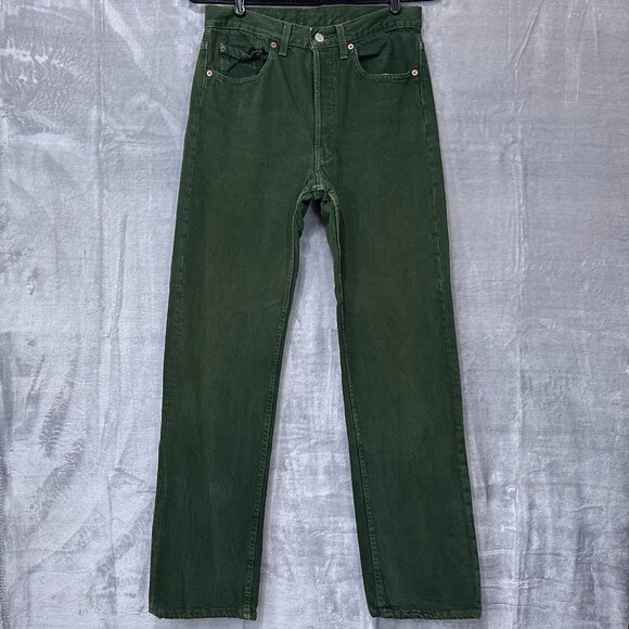 Levi's 501 Button Fly Straight Cut Jeans Green Vintage 1993 Sz 31x32 - Picture 1 of 12